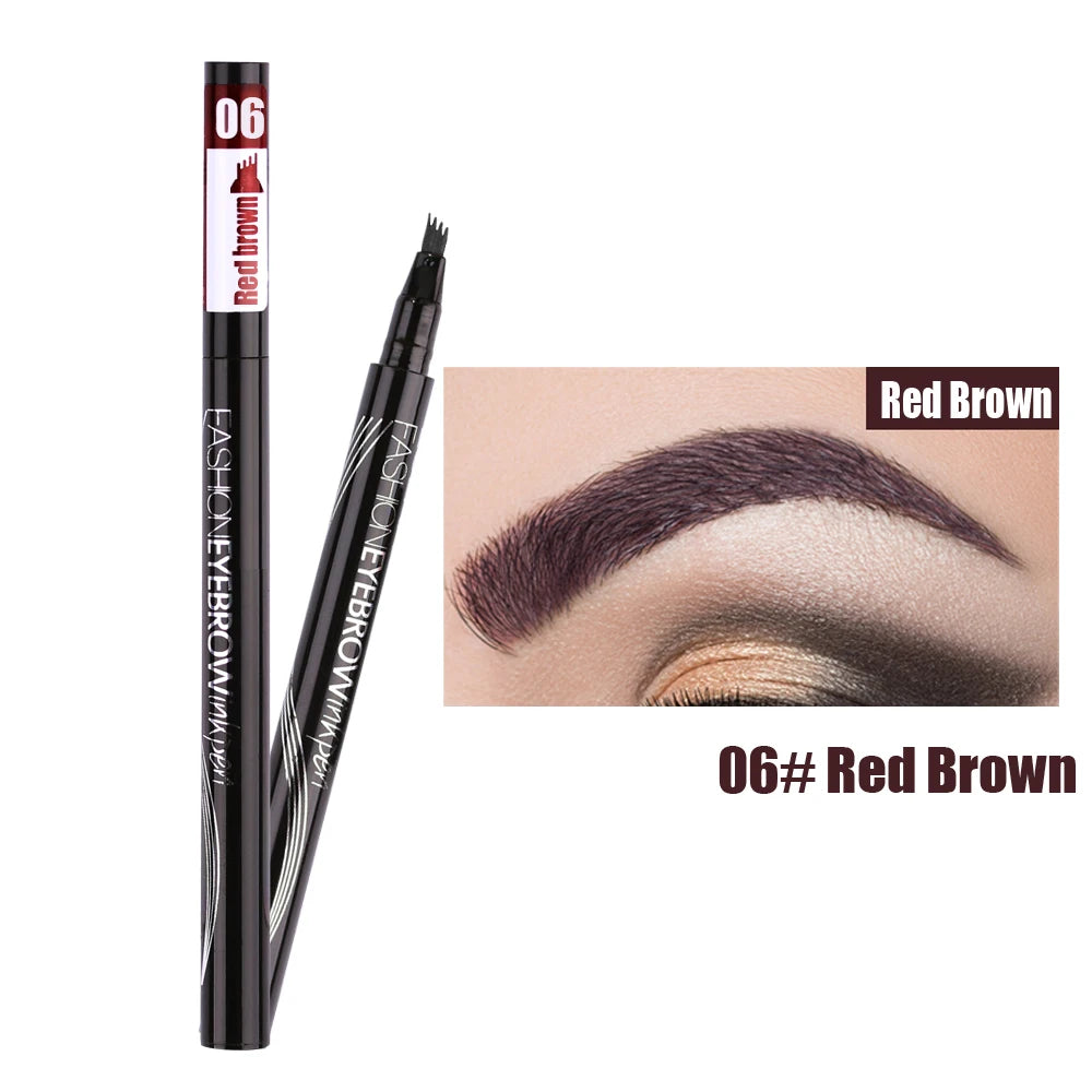 Waterproof Natural Eyebrow Pen Four-claw Eye Brow Tint Makeup three Colors Eyebrow Pencil Brown Black Grey Brush Cosmetics - Get Me Products