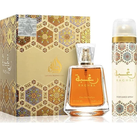 Lattafa Perfumes Raghba Gift Set 100ml EDP + 50ml Deodorant Spray