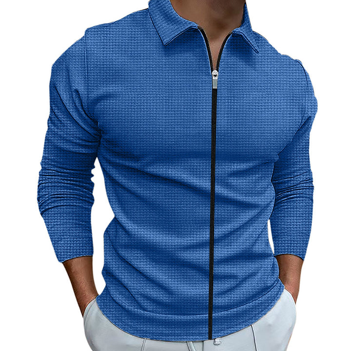 Men's Clothing Waffle Style Zipped Lapel Jacket Outdoor Sports Tops - Get Me Products