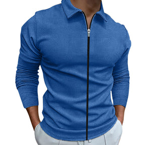 Men's Clothing Waffle Style Zipped Lapel Jacket Outdoor Sports Tops - Get Me Products