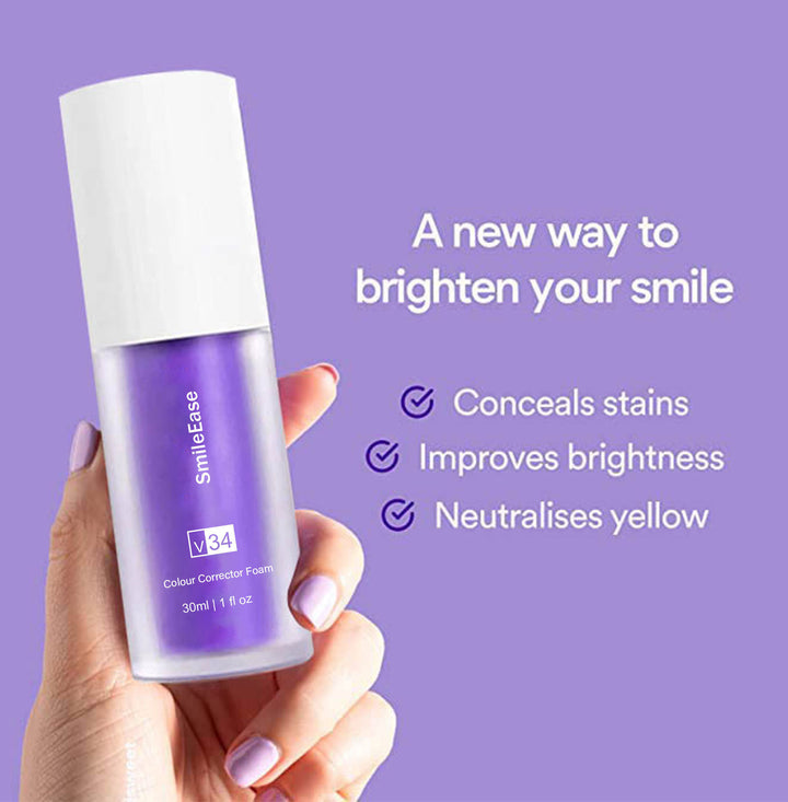 Cross border Whitening Toothpaste V34 Purple Bottled Press on Toothpaste Whitening Oral Cleansing Mousse Toothpaste - Get Me Products