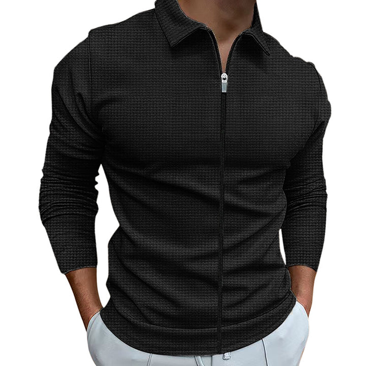 Men's Clothing Waffle Style Zipped Lapel Jacket Outdoor Sports Tops - Get Me Products