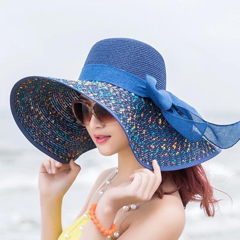Manufacturers sell big brim hat shade straw hat female summer foldable sunscreen sun hat travel seaside vacation beach hat - Get Me Products