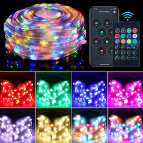 2023 Christmas Tree Decoration DIY Leather Cord Remote Control Light String Intelligent APP Decoration Light with 5VUSB Point Control Leather Cord Light - Get Me Products