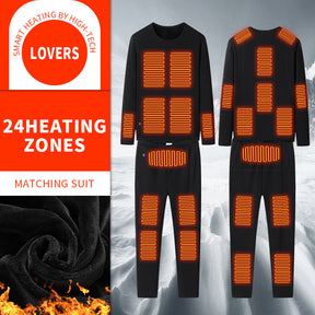 Womens Mens Heated Underwear Set Winter Warm USB Electric Thermal Long Shirt Pants Underwear Snow Leggings 24 Heating Zones - Get Me Products