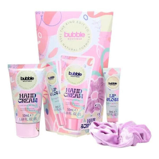 Q-Ki Glam Collection Gift Set Hair Scrunchie + Lip Gloss + Hand Cream