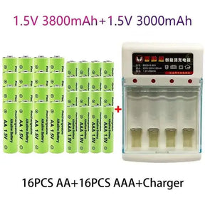 100% Original 1.5V AA3.8Ah+AAA3.0Ah Rechargeable battery NI-MH 1.5 V battery for Clocks mice computers toys so on+free shipping - Get Me Products