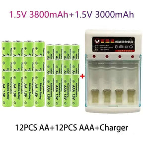 100% Original 1.5V AA3.8Ah+AAA3.0Ah Rechargeable battery NI-MH 1.5 V battery for Clocks mice computers toys so on+free shipping - Get Me Products