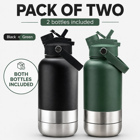 2 Pack Pet Travel Water Bottles Portable Dog Drinking Bottle Black & Green