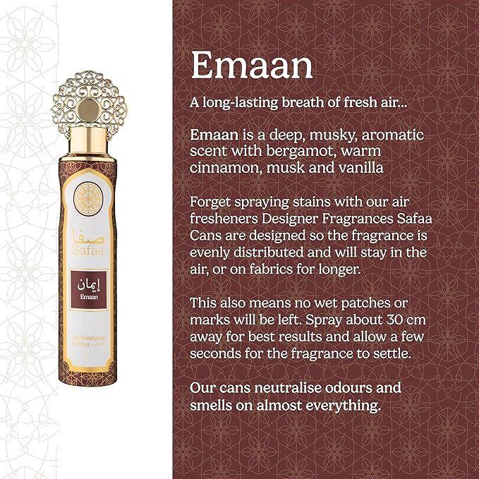 Dubai Air Freshener Safaa Amal, Emaan, Malika & Oud Luxury Designer Fragrances - Natural Oil Air Freshener 300ml - Perfume, Aroma, Scented - Get Me Products