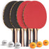 Performance 2 or 4 Player Table Tennis Set – USATT Approved Rackets and 3-Star Balls – 5-Ply Blade & Flared Handle – Perfect for Skill Development
