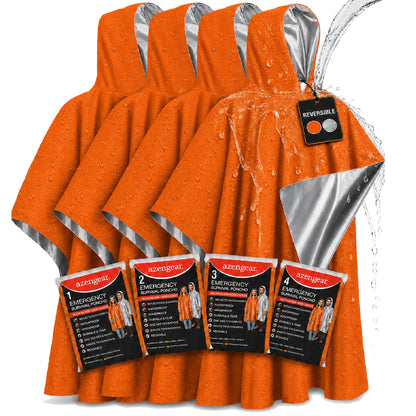 Emergency Survival Foil Poncho (4pc), Reversible