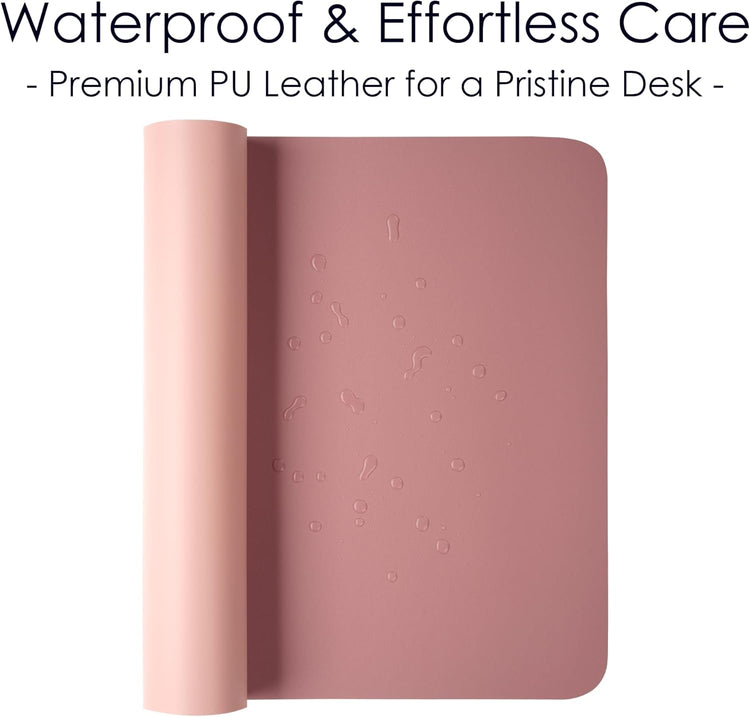 Leather Desk Pad Protector, Waterproof Mouse Pad, PU Desk Mat, Office Desk Cover, Desk Writing Mat for Office/Home/Work/Cubicle (Purple/Pink) 23.6X13.7In