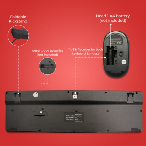 2.4GHz Wireless Keyboard And Mouse Set UK USB Dongle For PC Laptop Full-Size NEW - Get Me Products