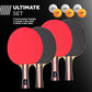 Performance 2 or 4 Player Table Tennis Set – USATT Approved Rackets and 3-Star Balls – 5-Ply Blade & Flared Handle – Perfect for Skill Development