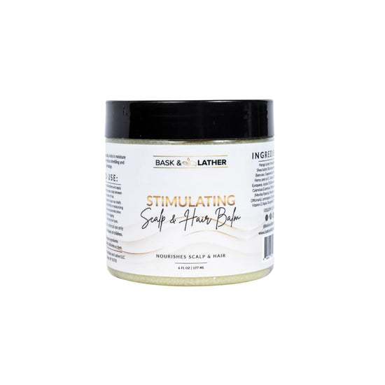 Bask & Lather Stimulating Scalp & Hair Balm for Hair Growth – Mango & Shea Butter, Peppermint & Rosemary, Vitamin E | 6 oz