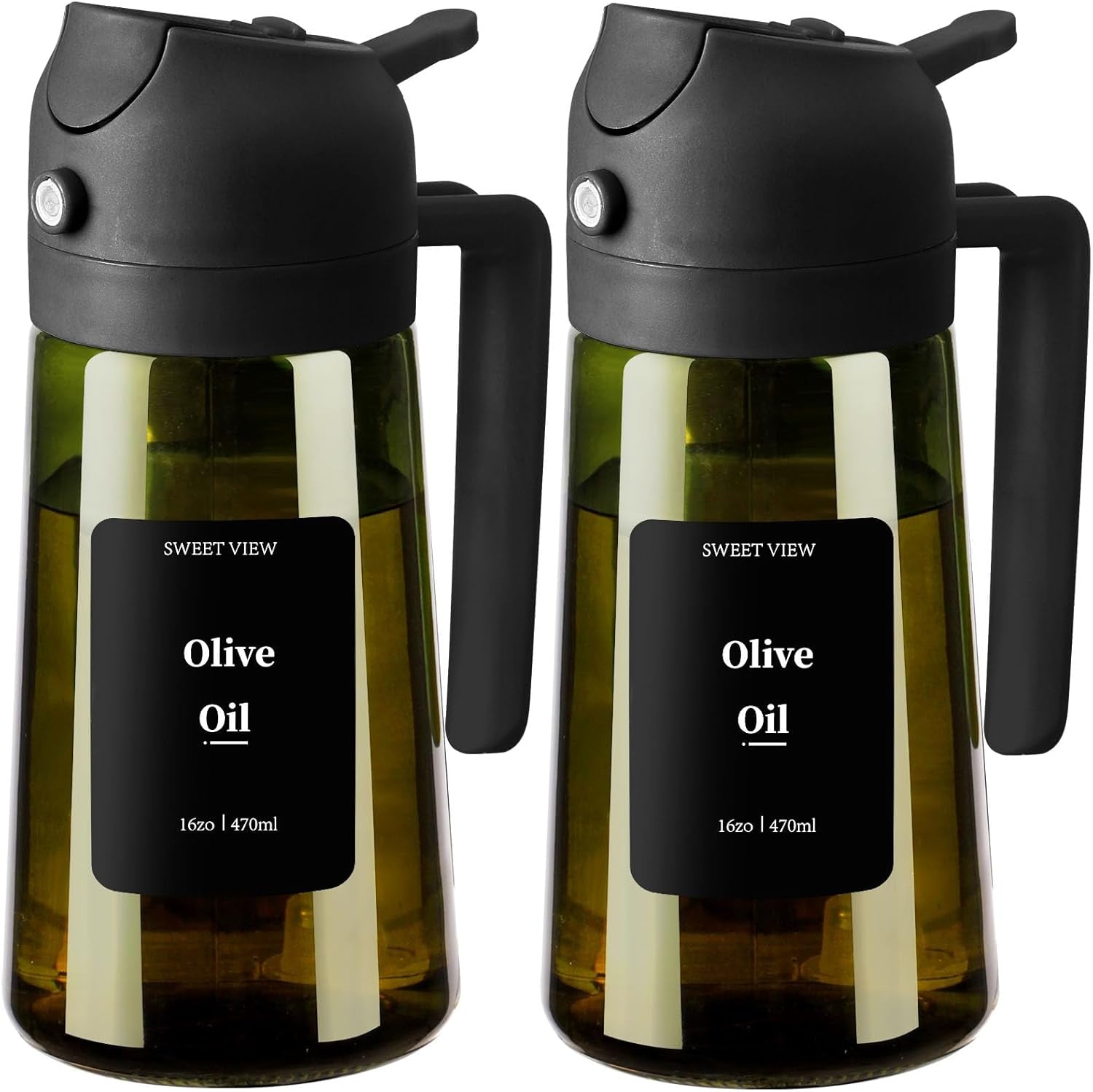 Olive Oil Dispenser and Sprayer, 16Oz/470Ml Glass Light-Proof Pour Bottle, Kitchen Gadgets Accessories for Air Fryer, Cooking, Salad, and BBQ