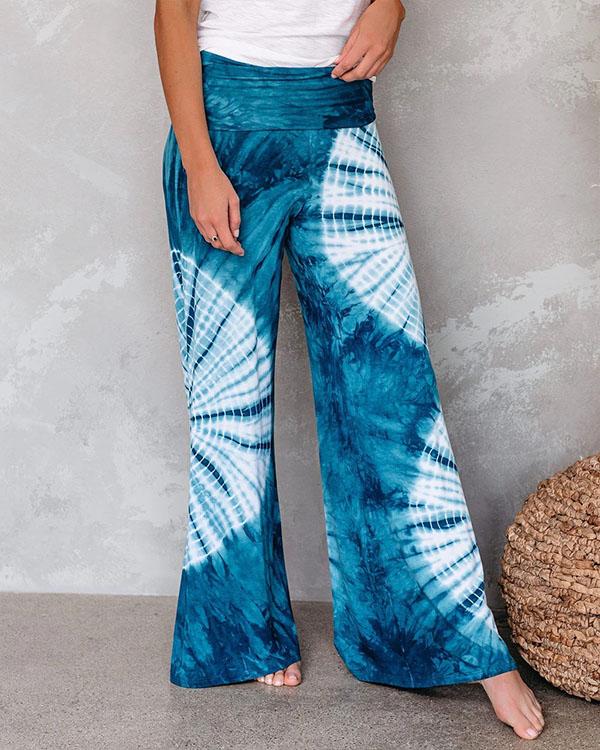 Fashion Personality Print Elastic Waist Wide Leg Pants - Get Me Products