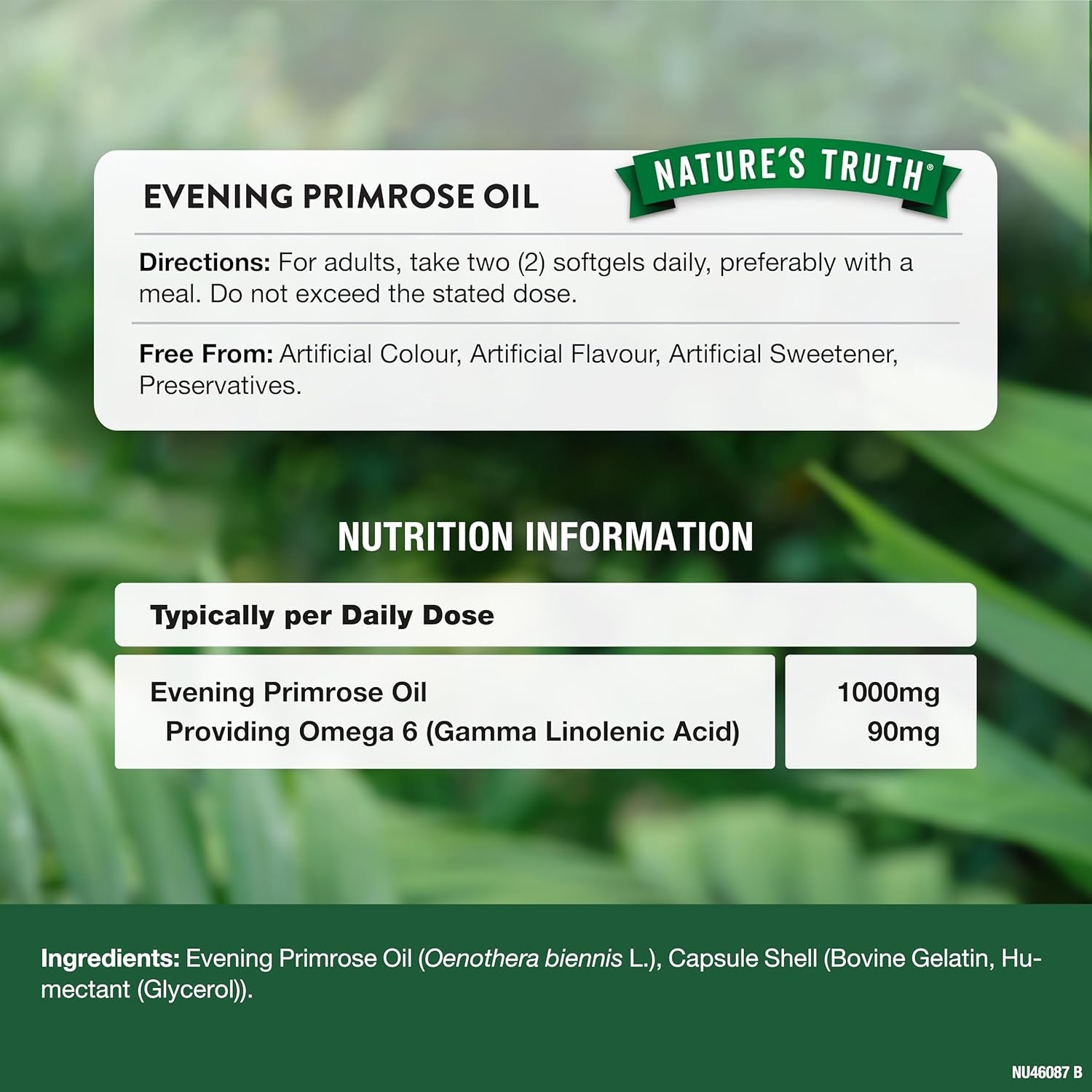 Evening Primrose Oil 1000Mg | 120 Softgel Capsules | High Strength Omega 6 and GLA | Cold-Pressed | Natures Truth