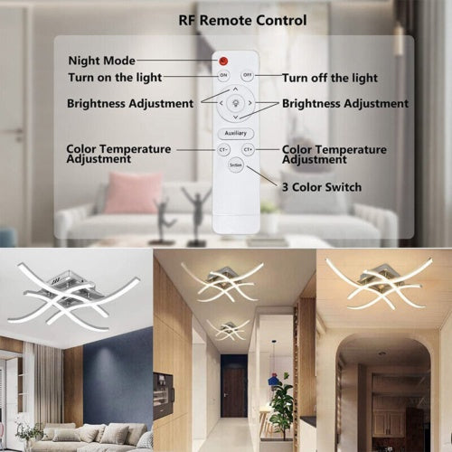 Ceiling Light 4 Wave Lights Modern Kitchen Living Room Bedroom Lamp LED Dimmable - Get Me Products