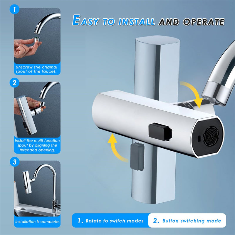 Kitchen Faucet Waterfall Outlet Splash Proof Universal Rotating Bubbler Multifunctional Water Nozzle Extension Kitchen Gadgets - Get Me Products