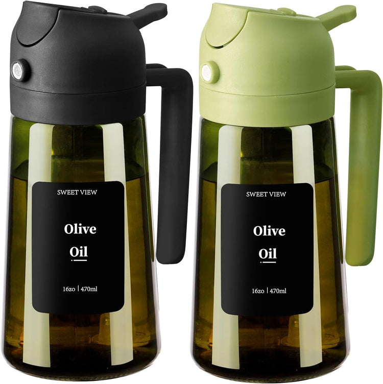 Olive Oil Dispenser and Sprayer, 16Oz/470Ml Glass Light-Proof Pour Bottle, Kitchen Gadgets Accessories for Air Fryer, Cooking, Salad, and BBQ