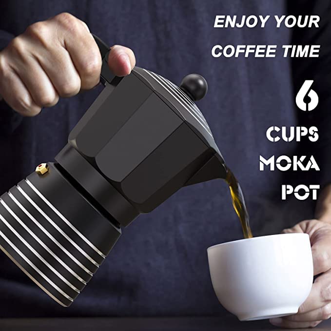 Stovetop Espresso Maker 6 Cup 300ml, Aluminum Moka Pot Gift Set, Italian Cuban Greca Coffee, - Get Me Products