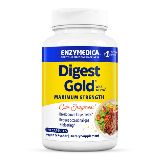 Enzymedica Digest Gold + ATPro — Maximum Strength Enzyme Formula, 14 Enzymes, 180 Capsules