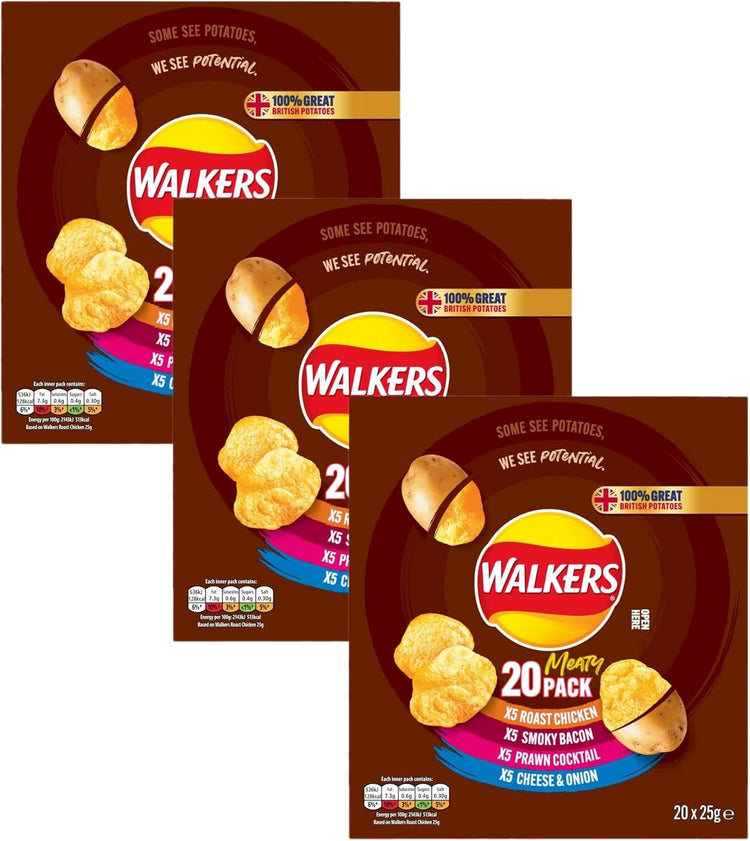 Meaty Variety Multipack Crisps Box 20X25G, Red