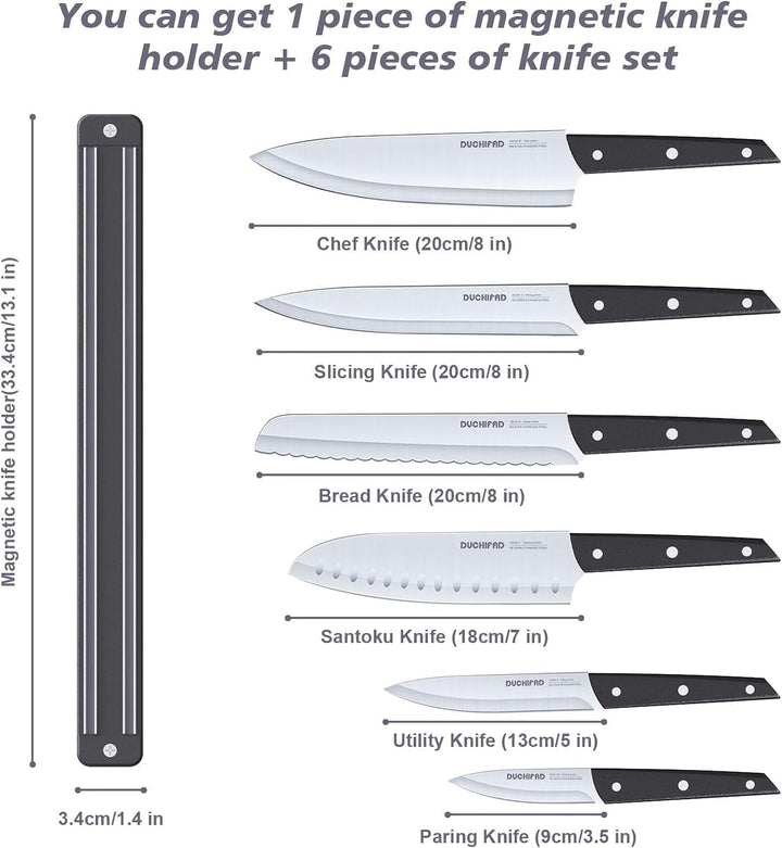 Magnetic Knife Strip With Knife Set, 6 Piece Knife Set With Knife Holder - Get Me Products
