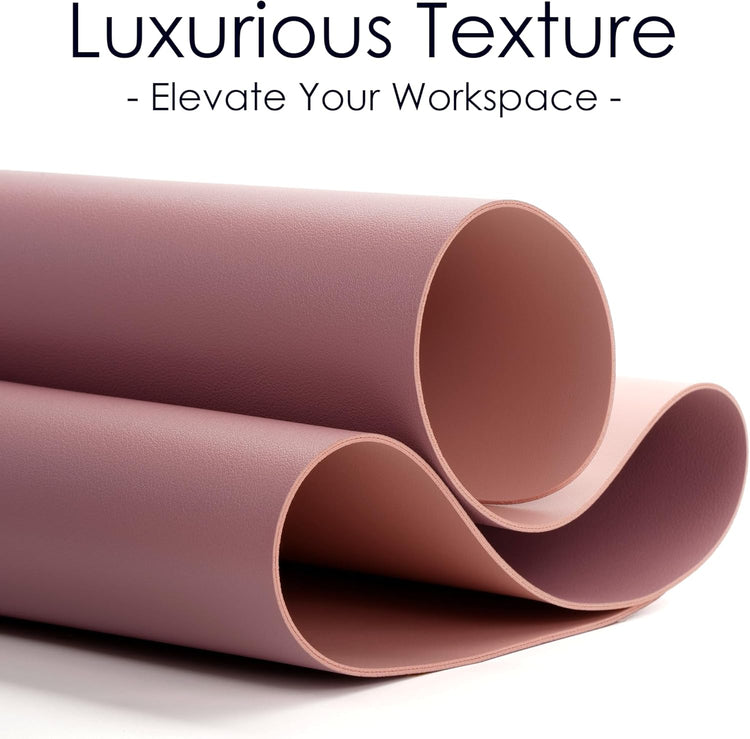 Leather Desk Pad Protector, Waterproof Mouse Pad, PU Desk Mat, Office Desk Cover, Desk Writing Mat for Office/Home/Work/Cubicle (Purple/Pink) 23.6X13.7In