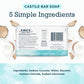 Castile Bar Soap for Men, Women & Children - Made with Premium Coconut Oil, Sensitive Skin Formula- Vegan & Non GMO- Fragrance Free- 4 Oz. Bars 6 Pack