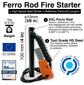 Ferro Rod Fire Starter Kit (10cm x ⌀1cm), Flint and Steel Striker, Fluorescent Paracord - 15,000 Strikes Firesteel Survival Tool for Hiking, Camping and Outdoor Emergency