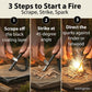 Ferro Rod Fire Starter Kit (10cm x ⌀1cm), Flint and Steel Striker, Fluorescent Paracord - 15,000 Strikes Firesteel Survival Tool for Hiking, Camping and Outdoor Emergency