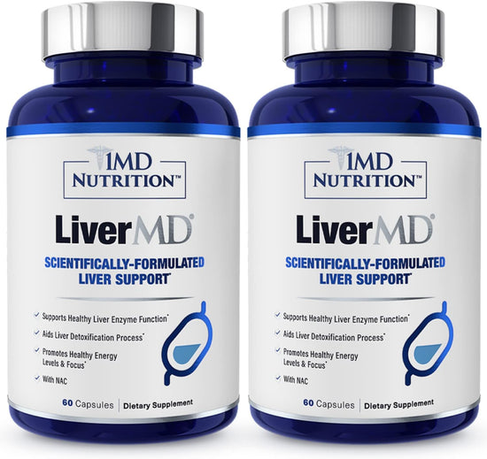 1MD LiverMD Liver Support Supplement | Siliphos Silybin for High Bioavailability | 60 Capsules (2-Pack)