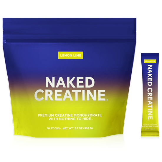 NAKED Pure Lemon Lime Creatine Monohydrate Stick Packs — 30 Pack | Vegan, Non-GMO, Gluten Free