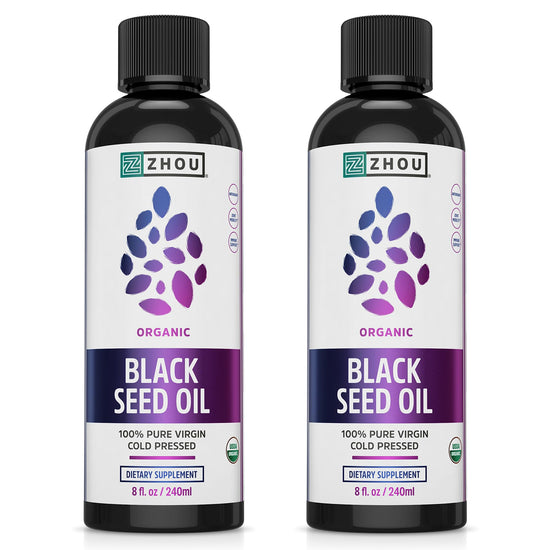 ZHOU Organic Black Seed Oil – Cold Pressed Nigella Sativa, 8 oz (Pack of 2)