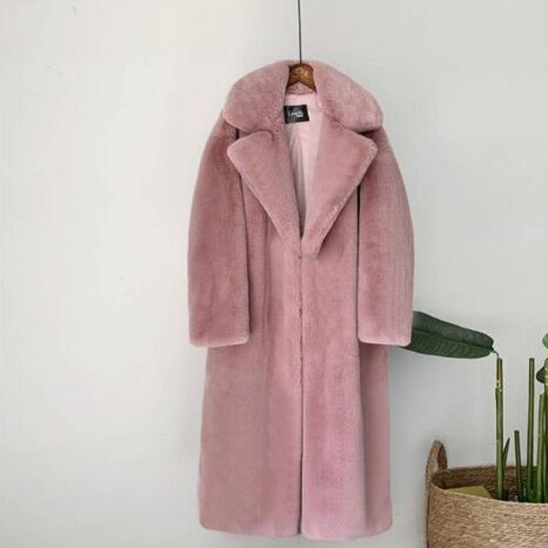 Winter Fashion New High Quality Imitation Velvet Fur Long Coat for Women with Cotton Warm Mink Skin Cashmere Coat - Get Me Products