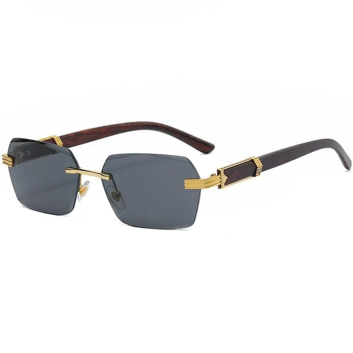 2023 Brand Metal Diamond Cut Sunglasses Luxury Men Sunglasses Rimless Square Wood Color Small Sunglasses Women Shade Glasses - Get Me Products