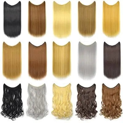 22 inches Invisible Wire No Clips in Hair Extensions Secret Fish Line Hairpieces Silky Straight Synthetic - Get Me Products