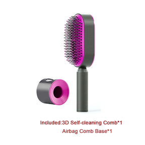 Self Cleaning Hair Brush For Women One-key Cleaning Hair Loss Airbag Massage Scalp Comb Anti-Static Hairbrush - Get Me Products