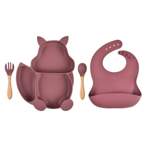 4/6/8 PCS Baby Soft Silicone Sucker Bowl Plate Cup Bibs Spoon Fork - Get Me Products