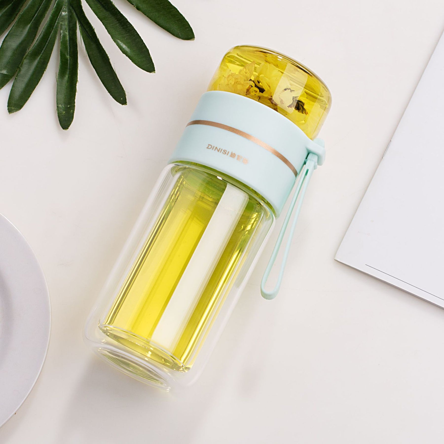 Glass Water Bottle With Tea Infuser Filter Tea Separation Double Wall Glass Bottle Leakproof Water Bottle - Get Me Products