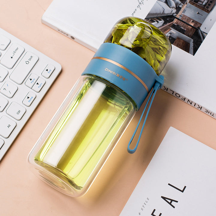 Glass Water Bottle With Tea Infuser Filter Tea Separation Double Wall Glass Bottle Leakproof Water Bottle Get Me Products