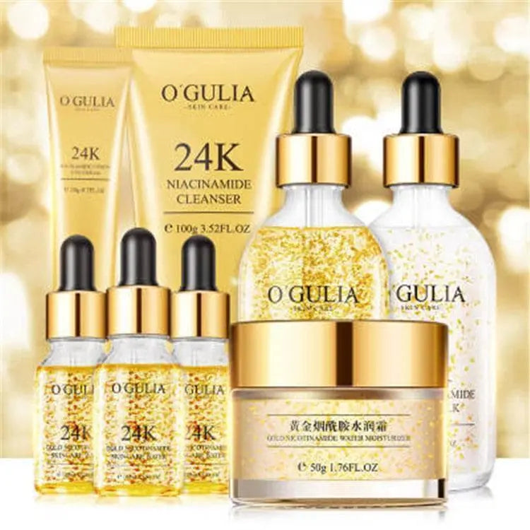 8 Pcs Facial Repair Anti Aging 24K Gold Whitening Face Skin Care Set For Gift Face Dark Circle Remove - Get Me Products