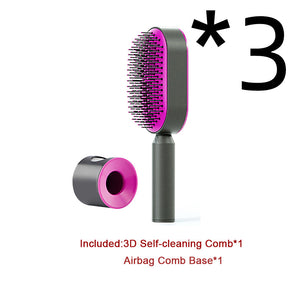 Self Cleaning Hair Brush For Women One-key Cleaning Hair Loss Airbag Massage Scalp Comb Anti-Static Hairbrush - Get Me Products