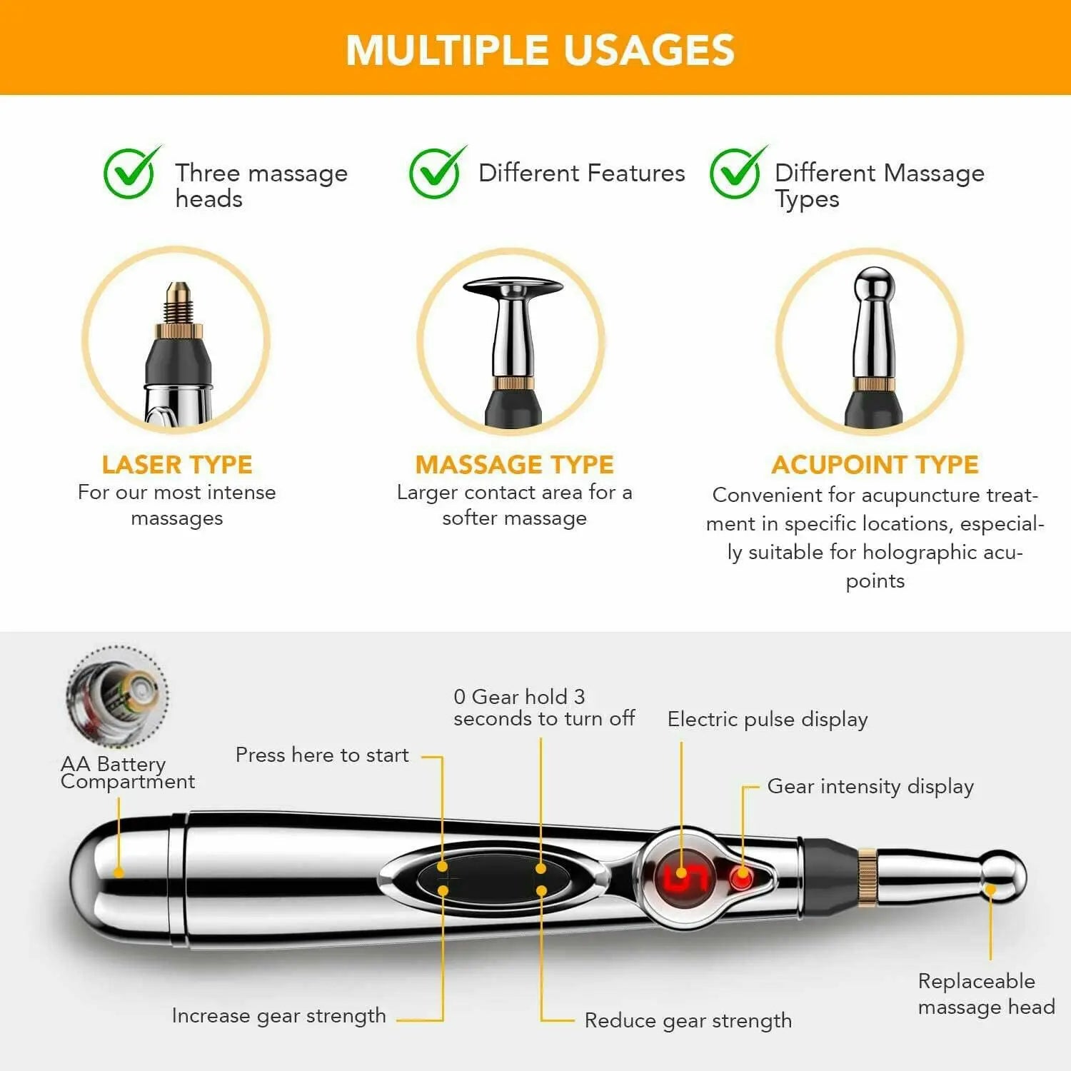 Electronic Acupuncture 9 Gear Pen Pain Relif Therapy Massage Pen Meridian Health Care Neck Massage Body Relax Therapy Acupuncture Electronic Pen Meridian Energy Heal Massage Pain Relief - Get Me Products