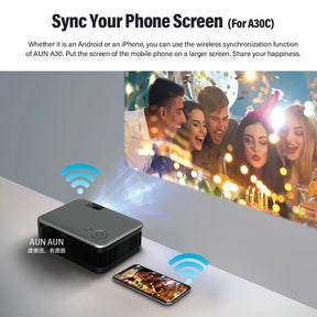 AUN MINI Projector Smart TV WIFI Portable Home Theater Cinema Battery - Get Me Products