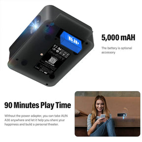 AUN MINI Projector Smart TV WIFI Portable Home Theater Cinema Battery - Get Me Products