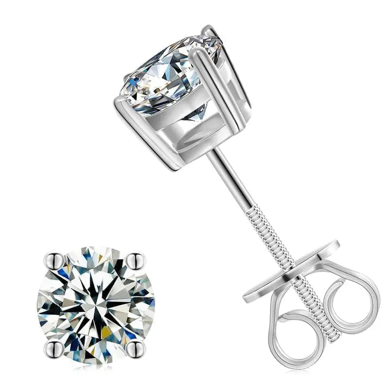 Amazon Hot Sale USA Warehouse 925 Sterling Silver VVS Moissanite Diamond Classic Screw Back Stud Earrings - Get Me Products